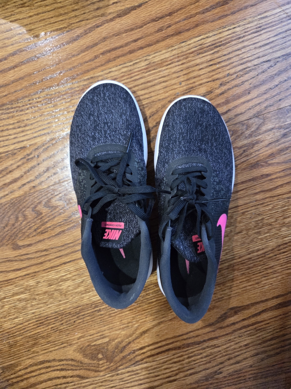 Nike Black Running Sneakers with Pink Swoosh